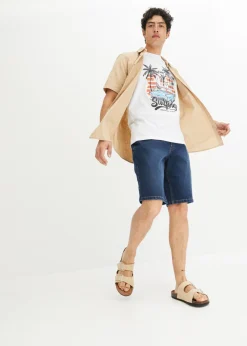 Hombre bonprix bonprix Bermudas vaqueras elásticas con corte normal (2 unidades)