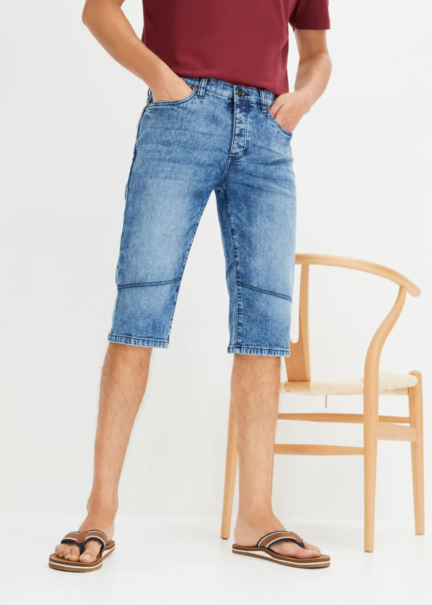 bonprix bonprix Shorts|Pantalones>Bermudas vaqueras elásticas largas y ligeras, regular fit Denim