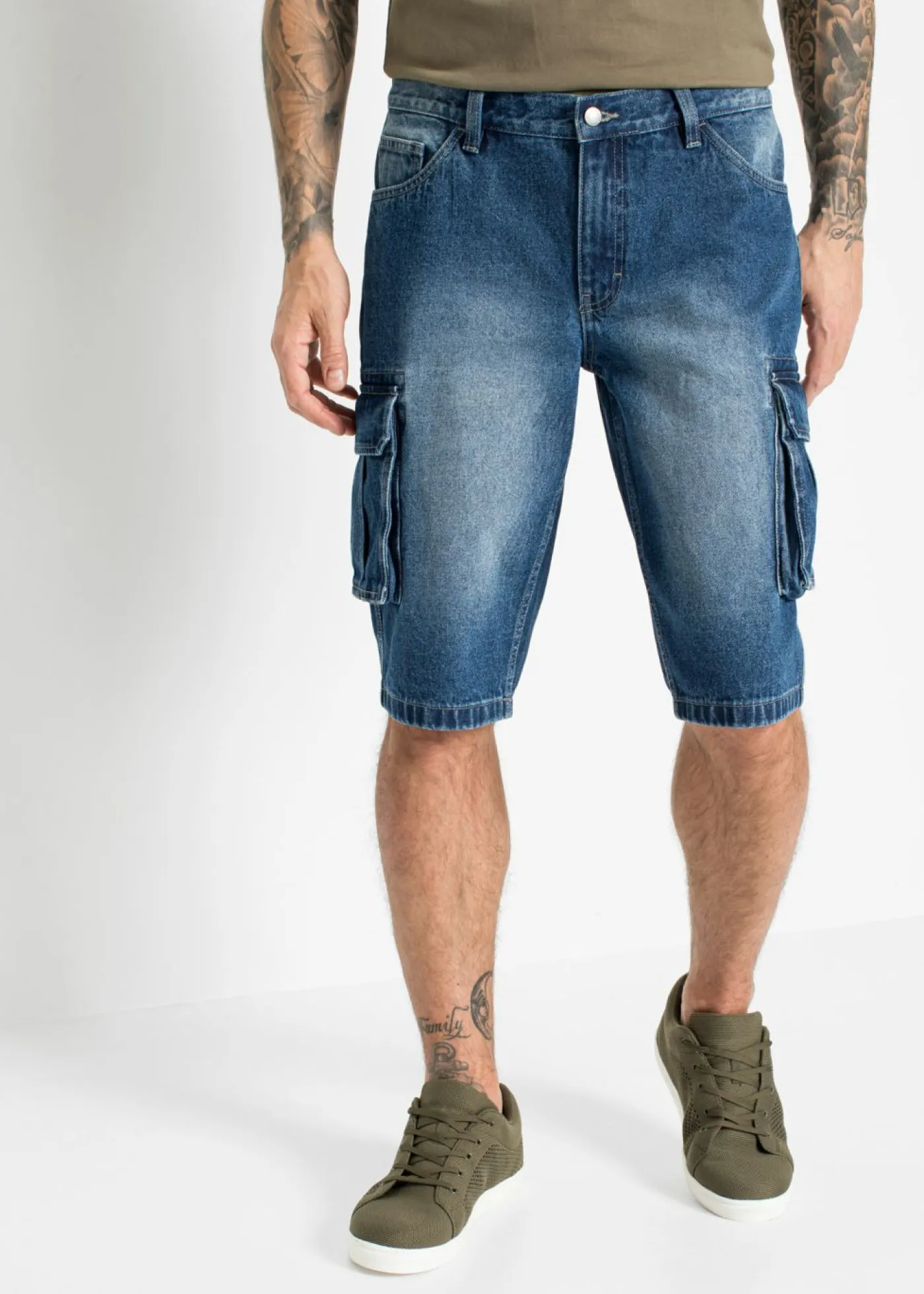 Hombre bonprix bonprix Bermudas vaqueras largas, cargo, relaxed fit