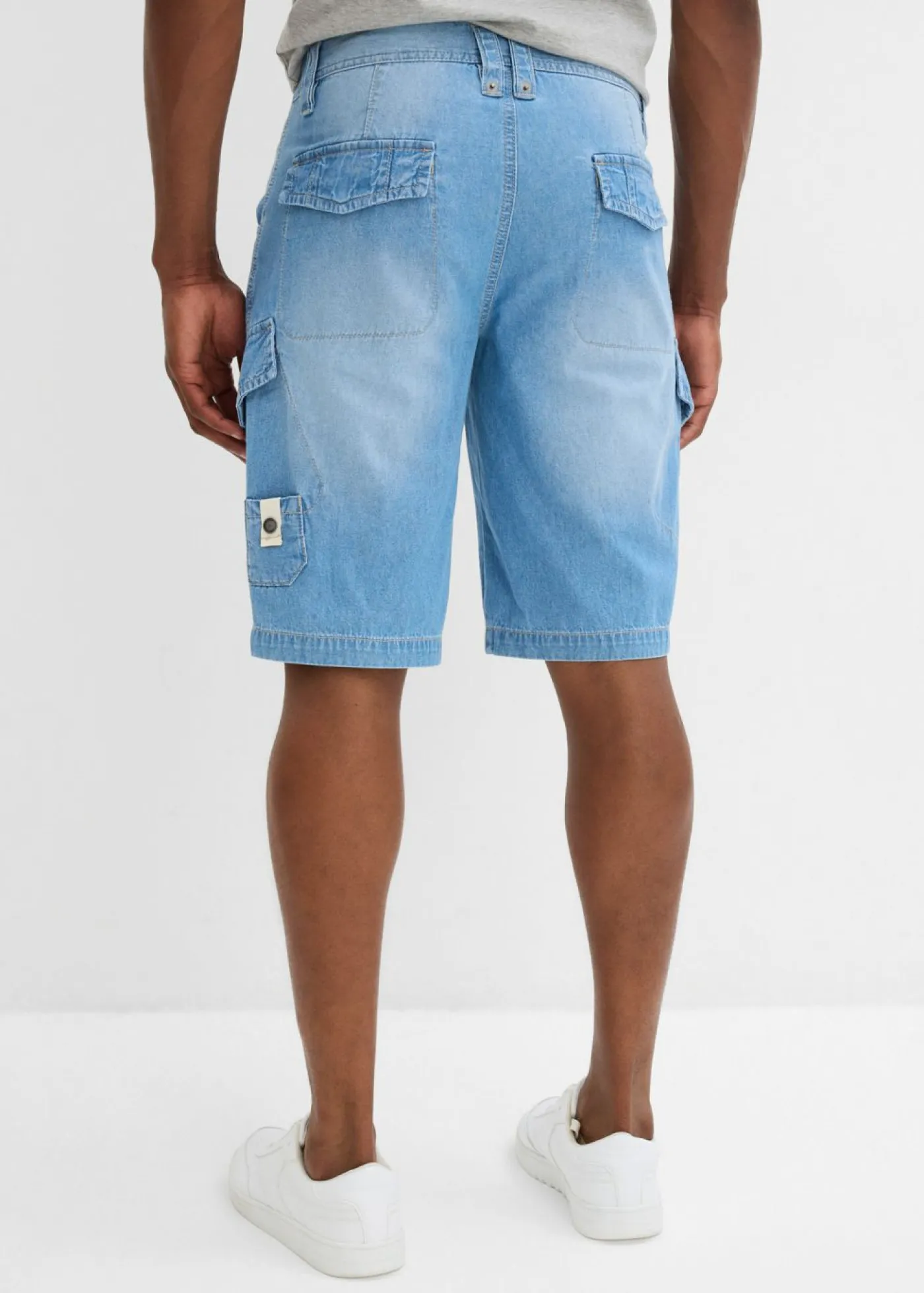bonprix bonprix Shorts|Vaqueros>Bermudas vaqueras ligeras tipo cargo de algodón puro con corte relajado (2 unidades) azul piedra+azul claro denim