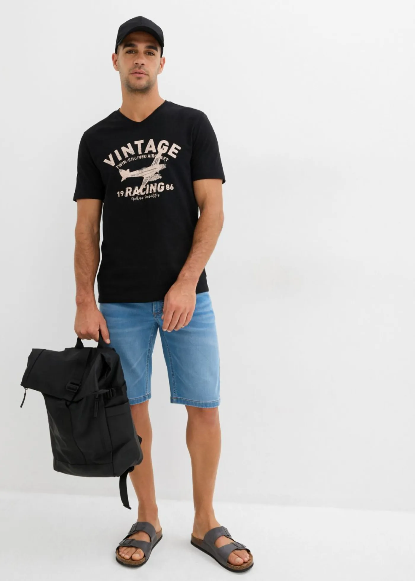bonprix bonprix Shorts|Vaqueros>Bermudas vaqueras tipo chándal con corte slim (2 unidades) azul oscuro denim+azul claro denim