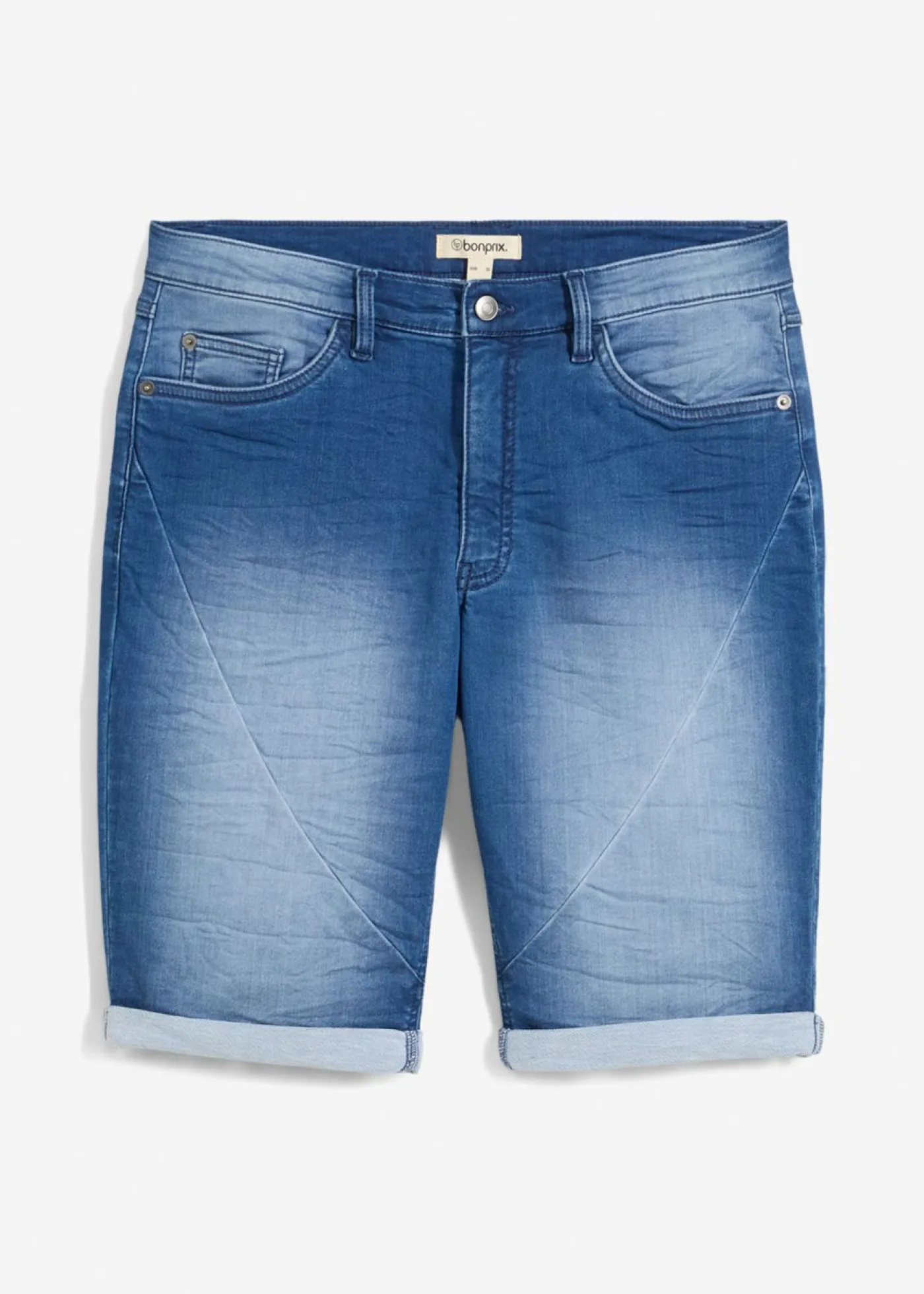 bonprix bonprix Shorts|Vaqueros>Bermudas vaqueras tipo chándal con corte relajado azul medio denim usado
