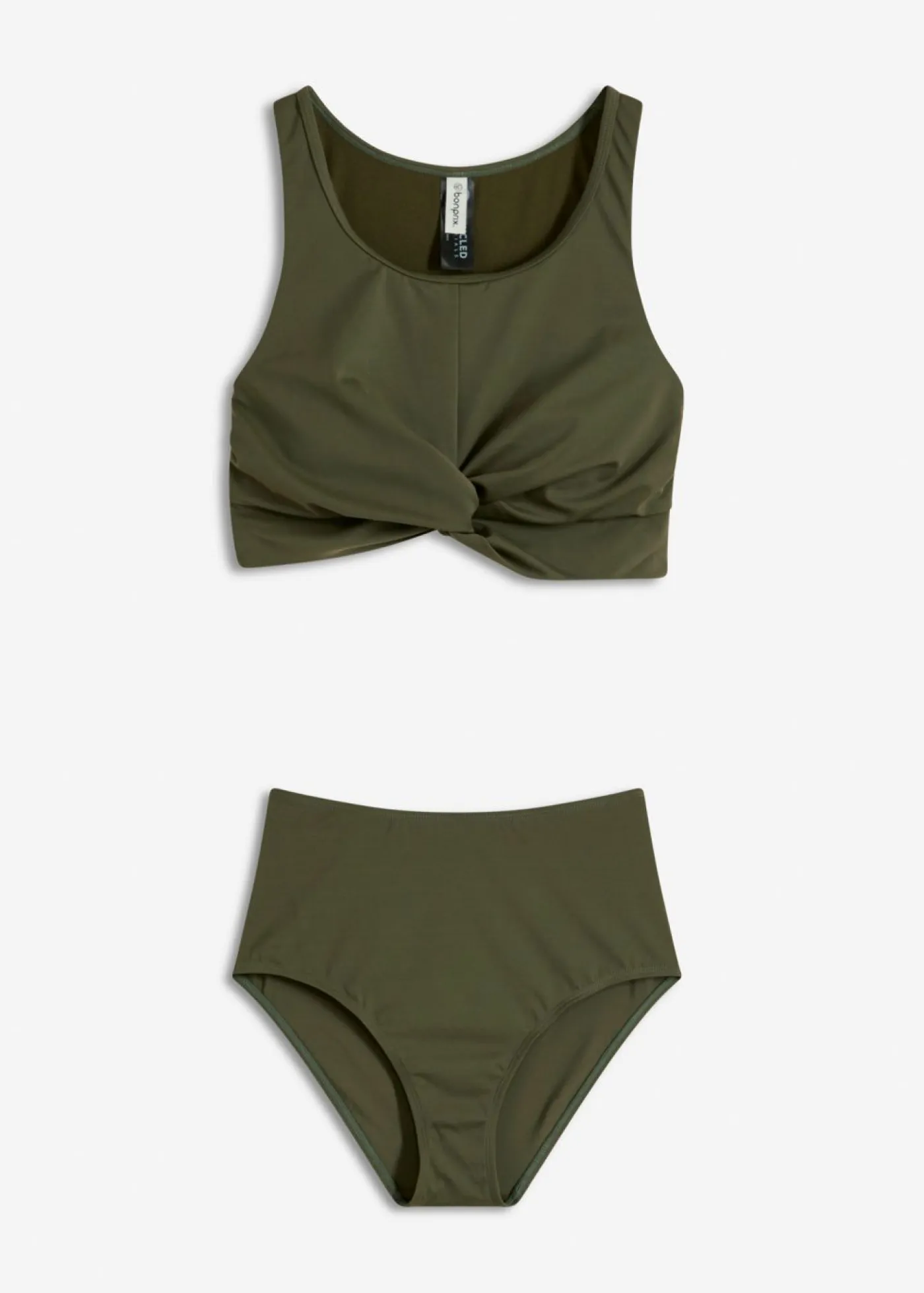 bonprix bonprix Bikinis>Bikini bustier con diseño cruzado (2 piezas) Verde oliva oscuro