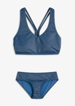 Mujer bonprix bonprix Bikini bustier de aspecto vaquero (2 piezas)