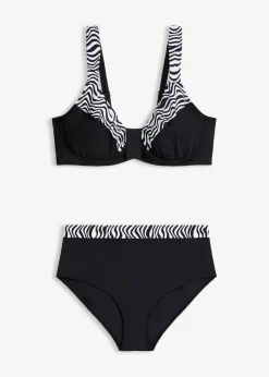 bonprix bonprix Bikinis>Bikini reductor con tirantes acolchados (2 piezas) Negro-blanco
