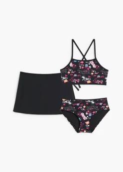 bonprix bonprix Bañadores Y Bikinis De Niña>Bikini y falda (3 piezas) Negro