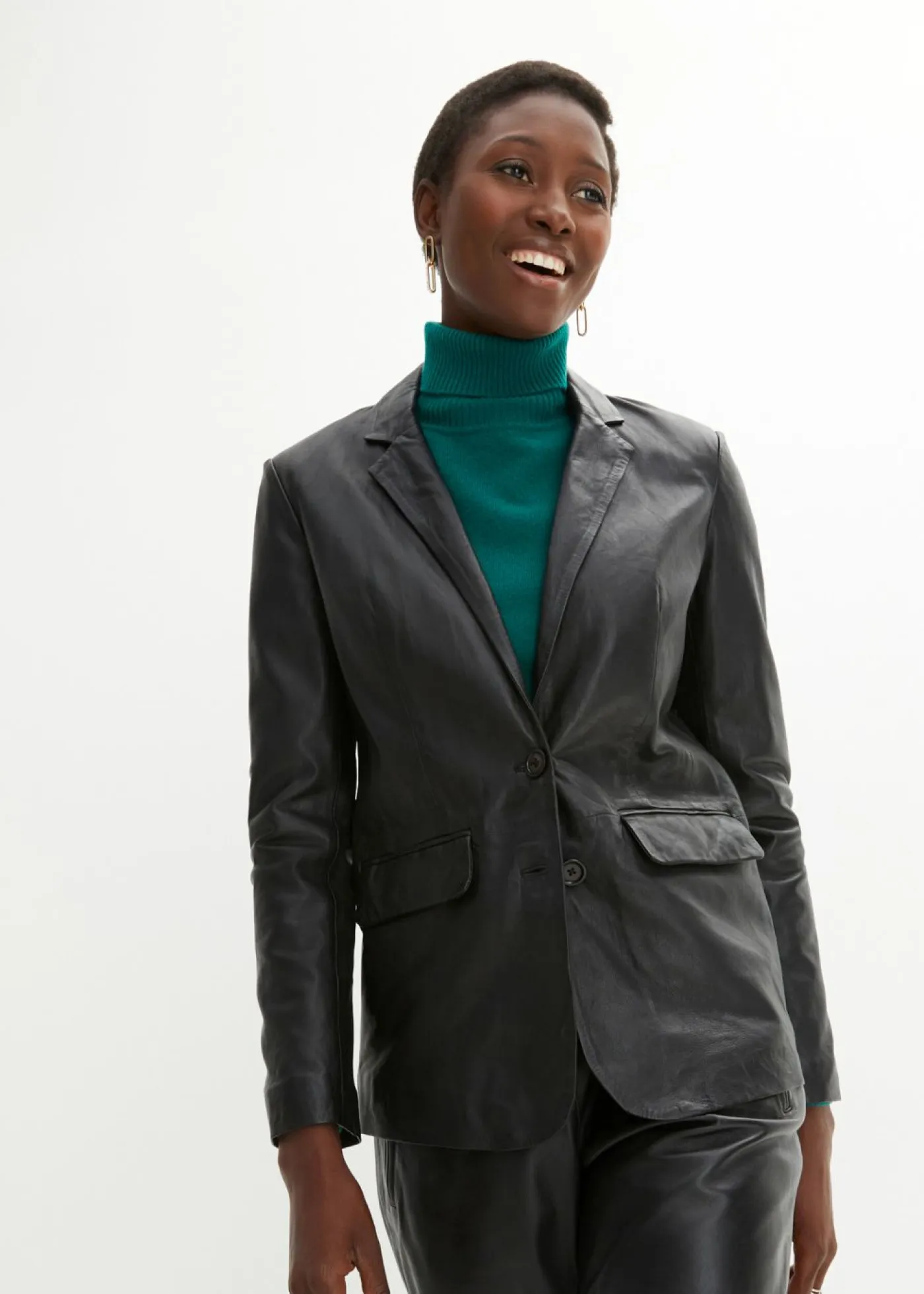 bonprix bonprix Premium|Blazers>Blazer con napa de borrego Negro