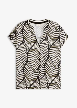 bonprix bonprix Camisetas|Novedades>Blusa negro-blanco perla-oliva pálido