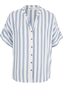 bonprix bonprix Camisas Y Blusas>Blusa arrugada de viscosa fluida Azul de rayas