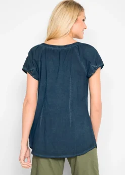 Mujer bonprix bonprix Blusa cold-dye de manga corta en algodón sostenible