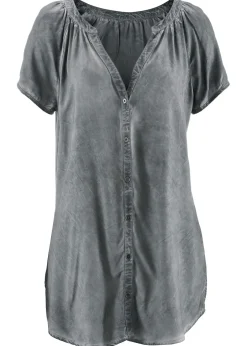 Mujer bonprix bonprix Blusa cold-dye de manga corta en algodón sostenible