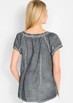 Mujer bonprix bonprix Blusa cold-dye de manga corta en algodón sostenible