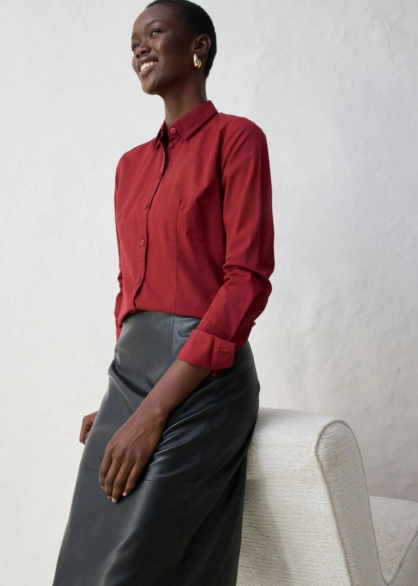 bonprix bonprix Camisas Y Blusas>Blusa con contenido de seda rojo castaño