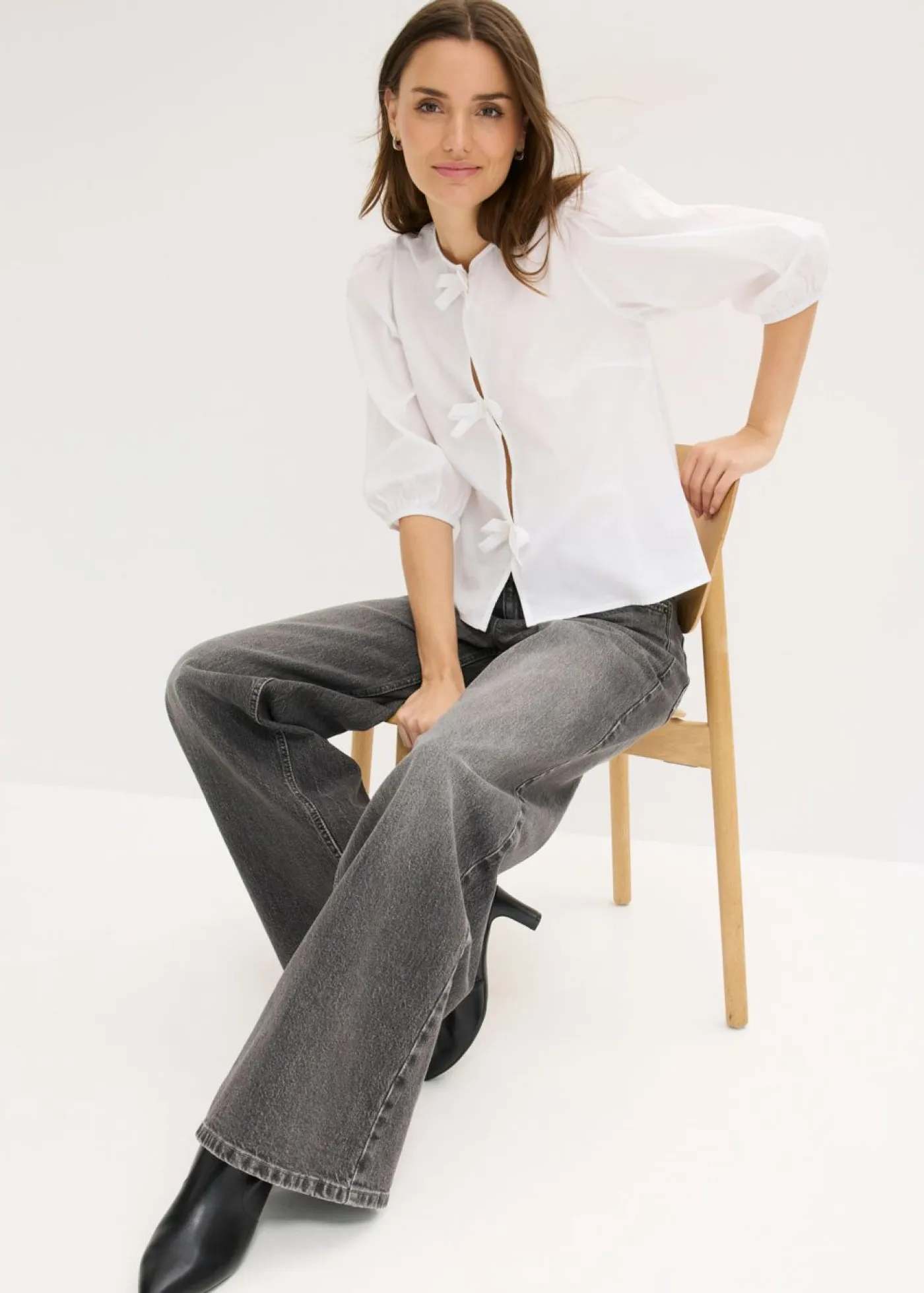 bonprix bonprix Camisas Y Blusas>Blusa con detalle de lazo Blanco