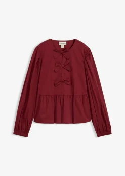 bonprix bonprix Camisas Y Blusas>Blusa con detalles de lazo Rojo rubí