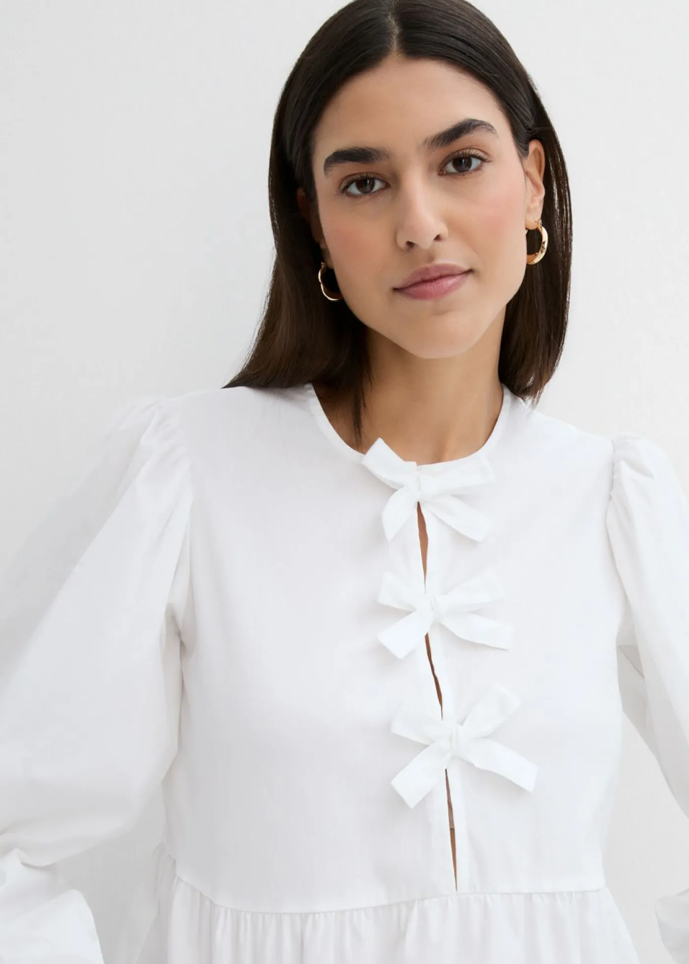 bonprix bonprix Camisas Y Blusas>Blusa con detalles de lazo Blanco