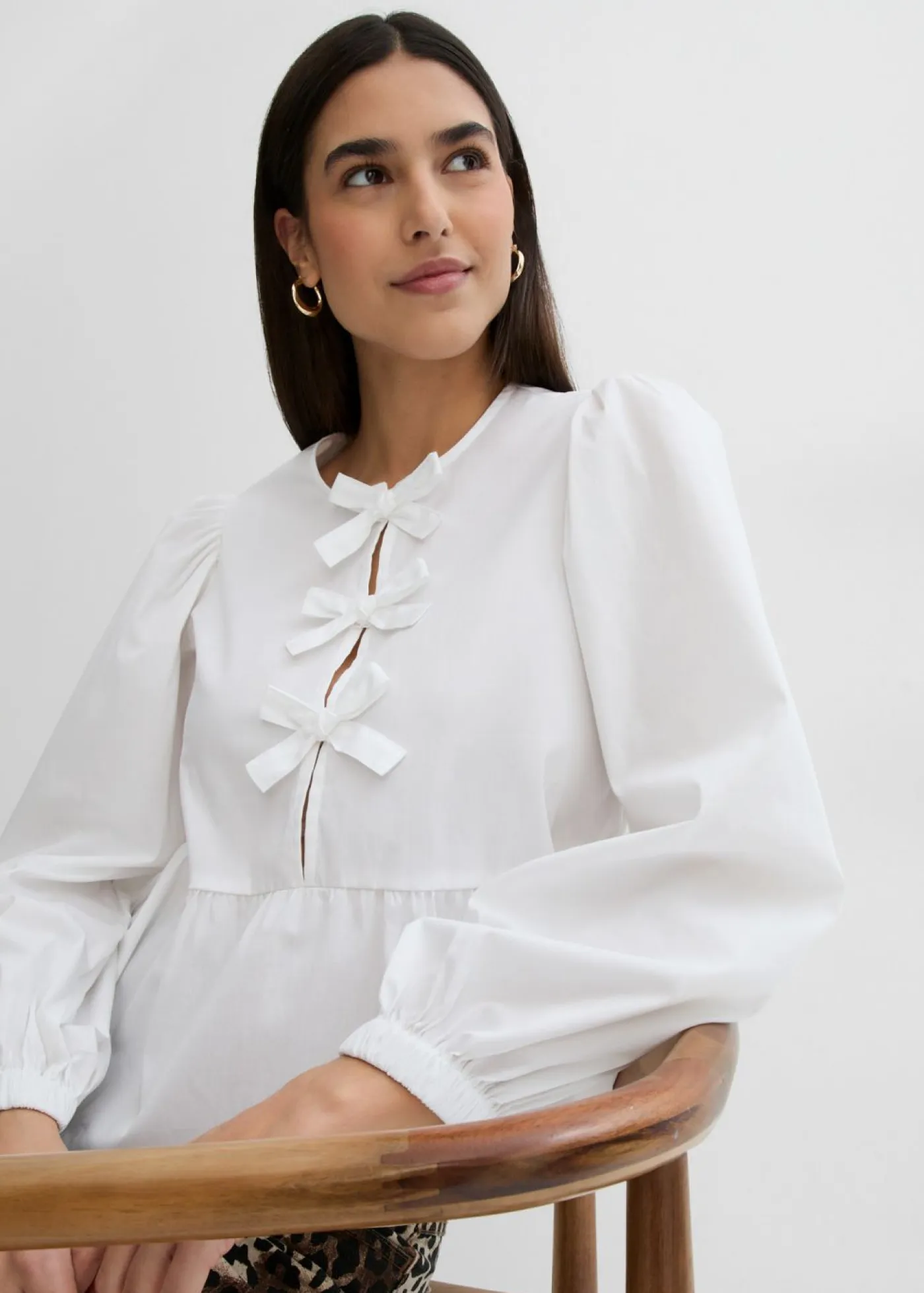 bonprix bonprix Camisas Y Blusas>Blusa con detalles de lazo Blanco