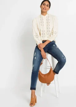 Mujer bonprix bonprix Blusa con encaje de mezcla suave de viscosa