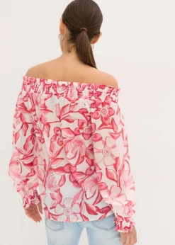 Mujer bonprix bonprix Blusa con escote bañera estampada