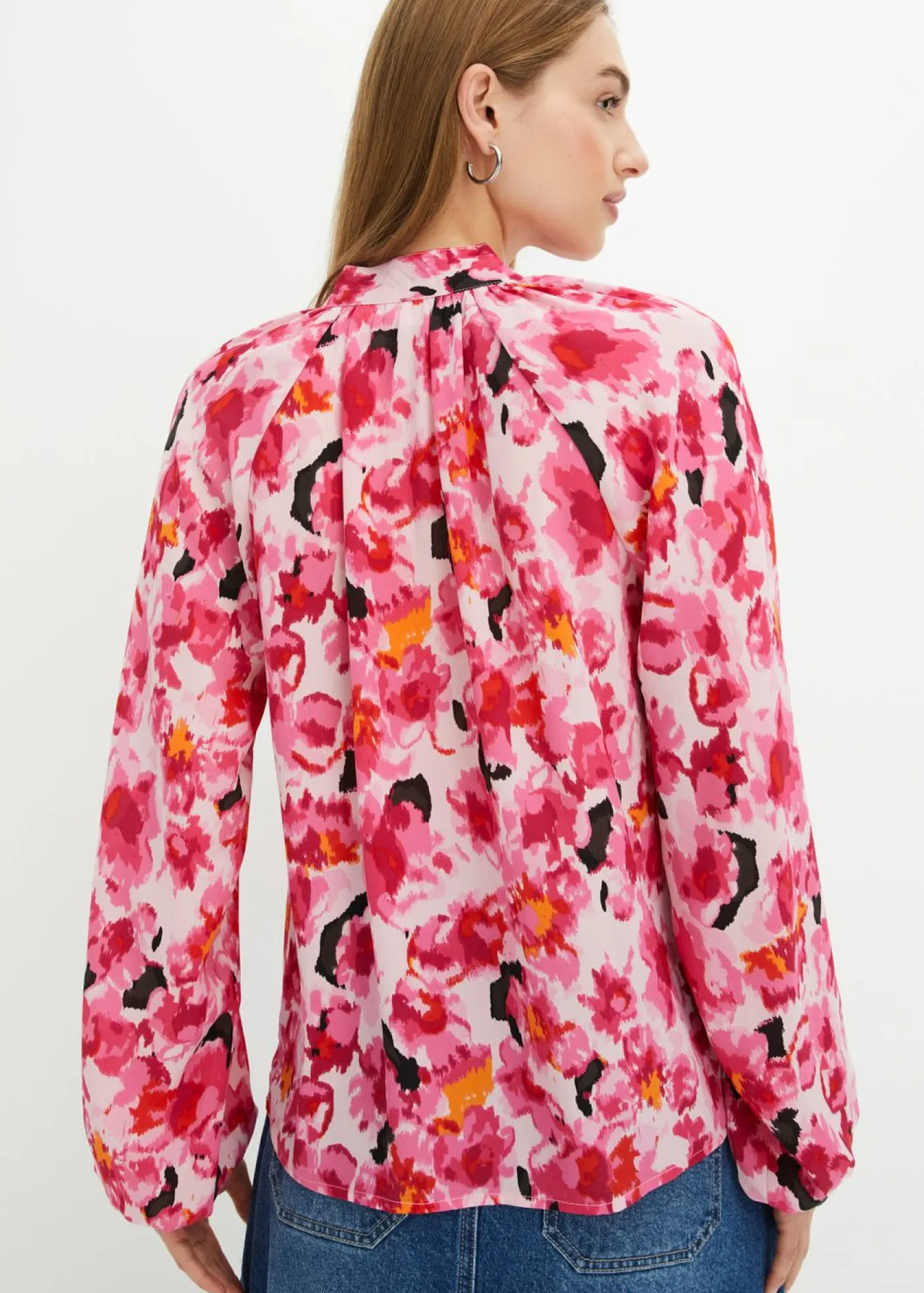 bonprix bonprix Camisas Y Blusas>Blusa con lazo de gasa rosa caliente