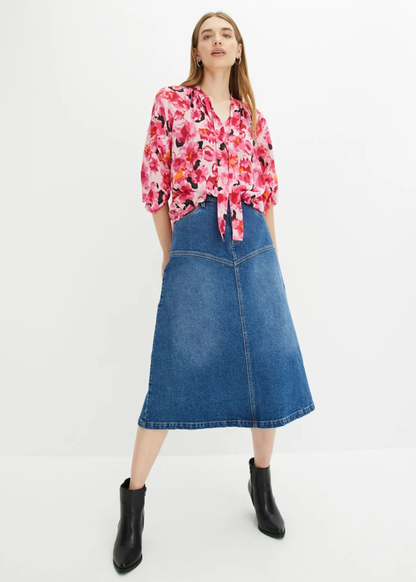 bonprix bonprix Camisas Y Blusas>Blusa con lazo de gasa rosa caliente