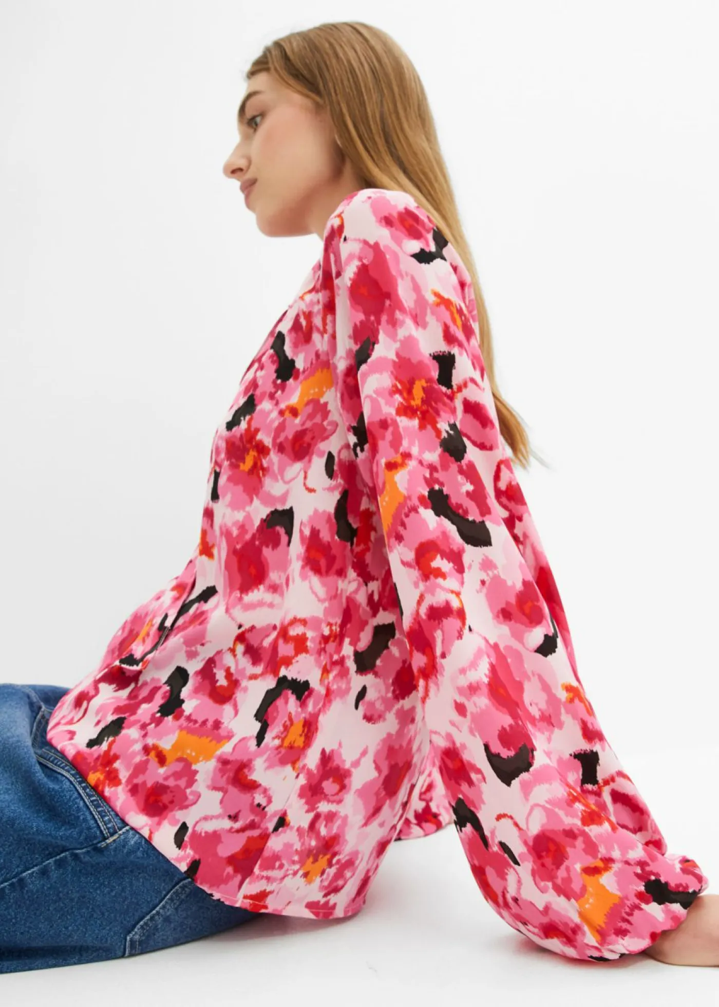 bonprix bonprix Camisas Y Blusas>Blusa con lazo de gasa rosa caliente