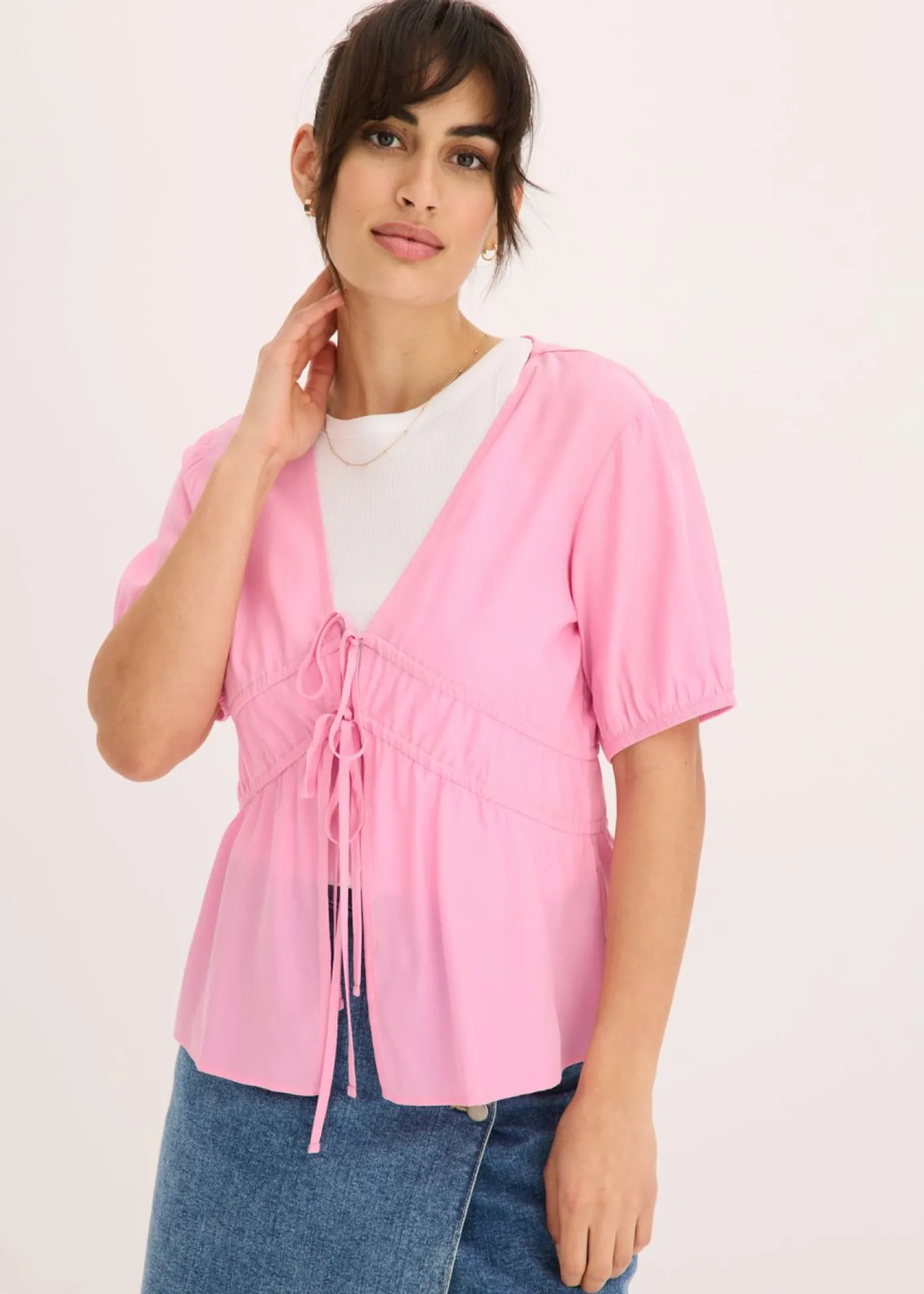 bonprix bonprix Camisas Y Blusas>Blusa con lazos Rosa
