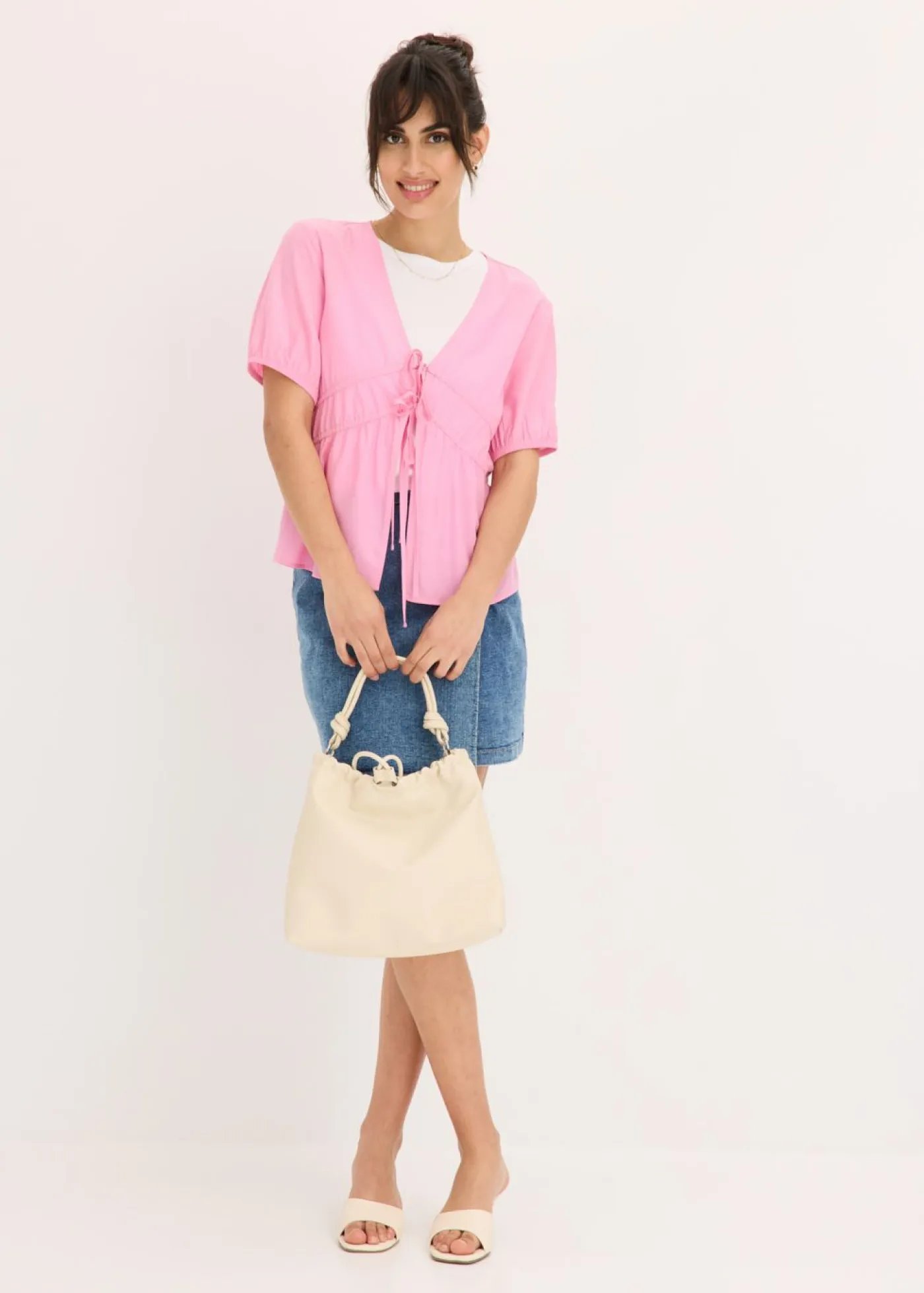 bonprix bonprix Camisas Y Blusas>Blusa con lazos Rosa