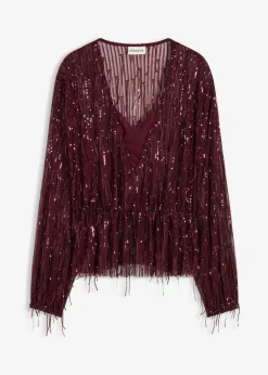 Mujer bonprix bonprix Blusa con lentejuelas y flecos