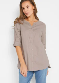 Mujer bonprix bonprix Blusa con lino y mangas 3/4
