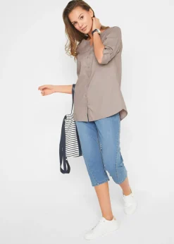 Mujer bonprix bonprix Blusa con lino y mangas 3/4