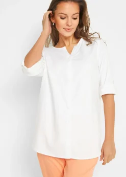 bonprix bonprix Camisas Y Blusas|Novedades>Blusa con lino y mangas 3/4 Blanco
