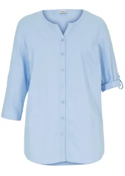 Mujer bonprix bonprix Blusa con lino y mangas 3/4