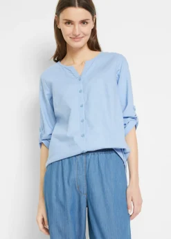 Mujer bonprix bonprix Blusa con lino y mangas 3/4