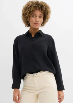 bonprix bonprix Camisas Y Blusas|Novedades>Blusa con mezcla de viscosa fluida Negro