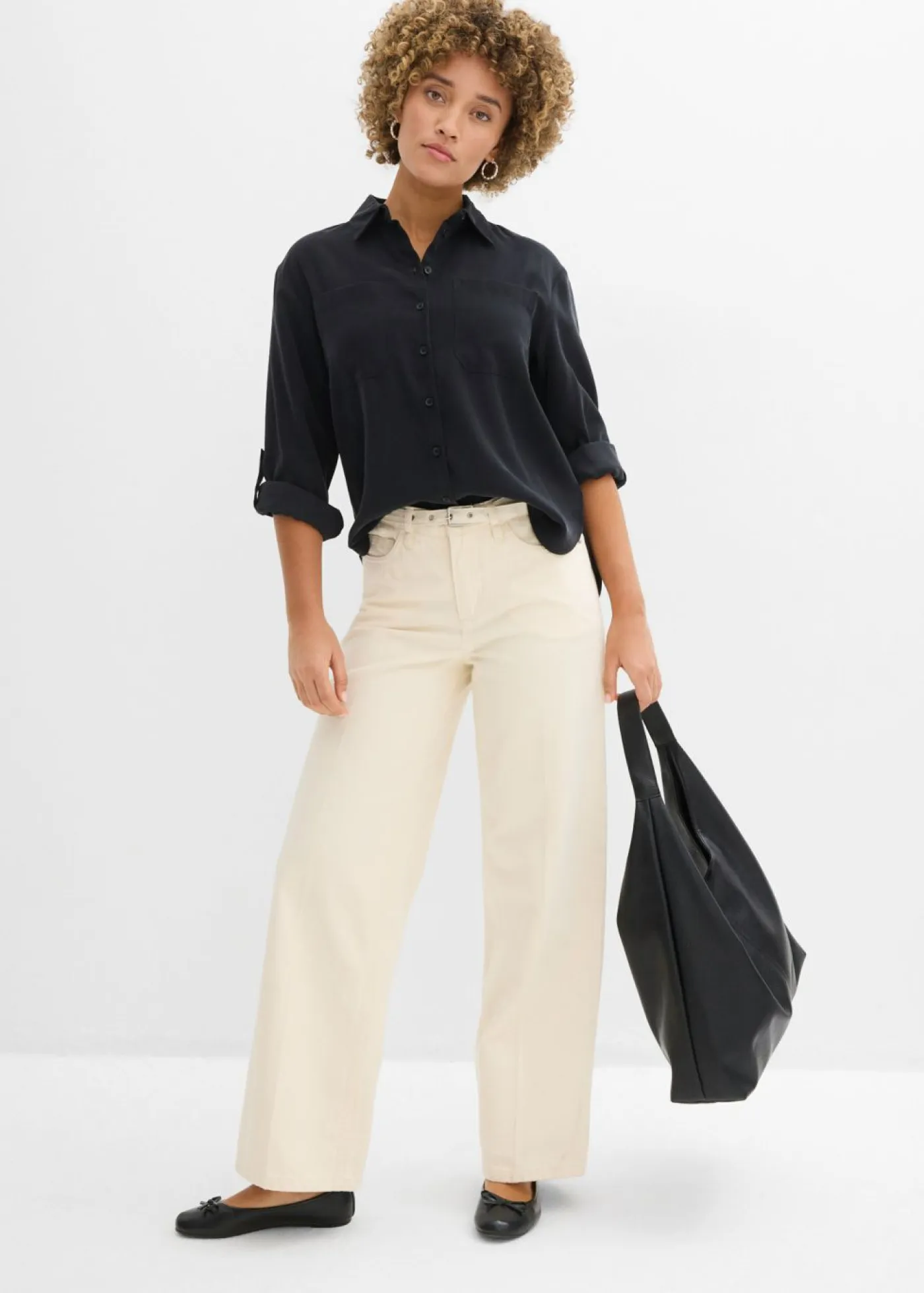 bonprix bonprix Camisas Y Blusas|Novedades>Blusa con mezcla de viscosa fluida Negro