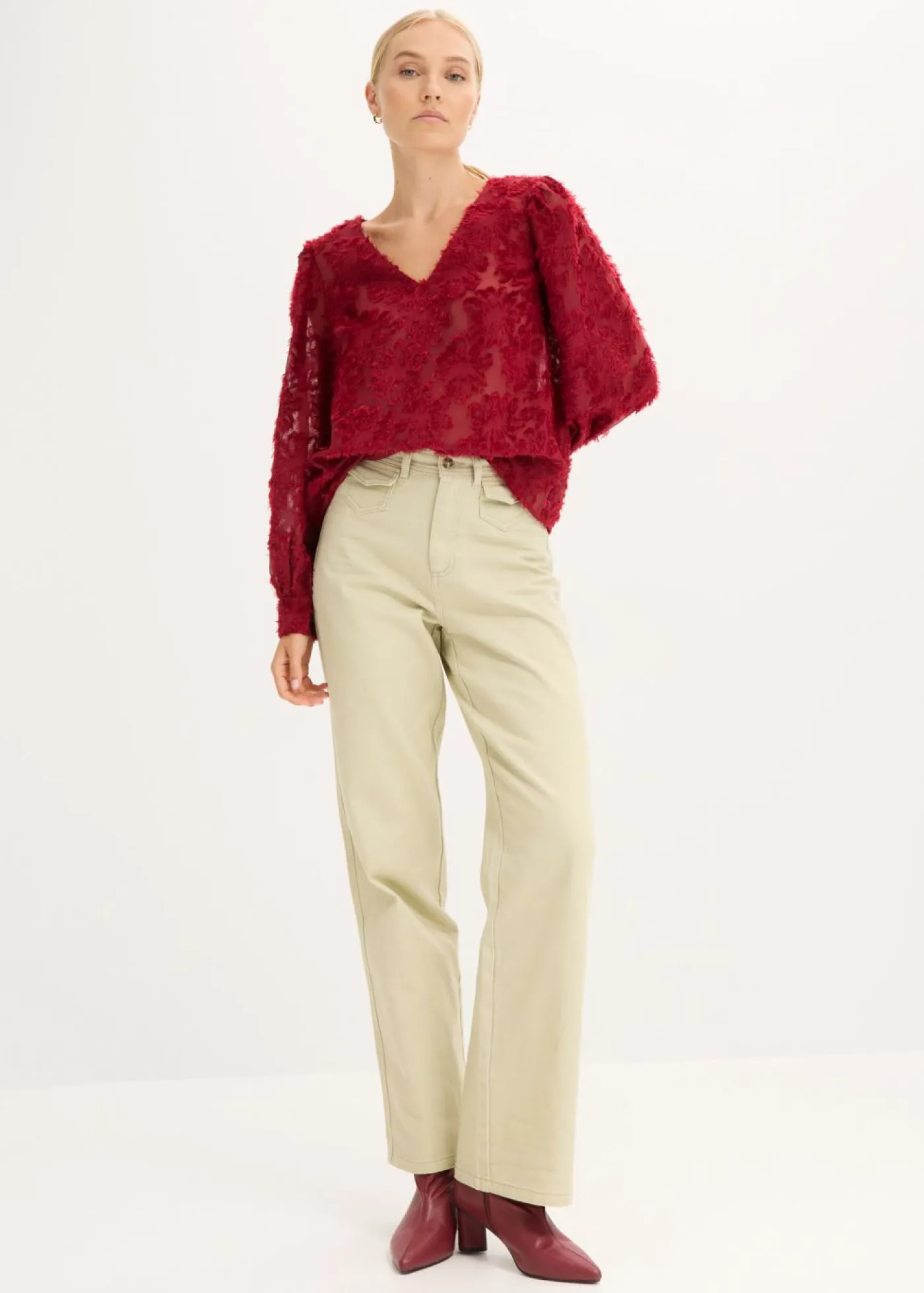 Mujer bonprix bonprix Blusa con patrón de flores estructurado