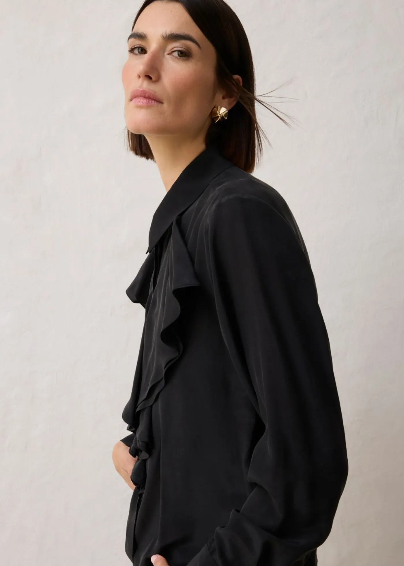 bonprix bonprix Premium|Camisas Y Blusas>Blusa con seda Negro