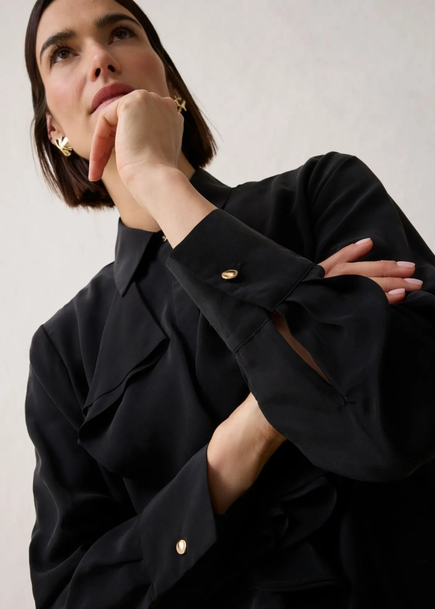 bonprix bonprix Premium|Camisas Y Blusas>Blusa con seda Negro