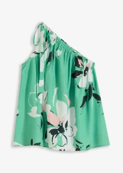 bonprix bonprix Camisas Y Blusas|Camisetas>Blusa con un hombro al descubierto verde con flores