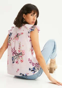 Mujer bonprix bonprix Blusa con volantes en las mangas