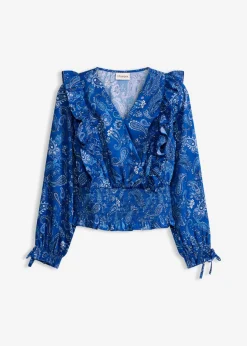 Mujer bonprix bonprix Blusa con volantes y nido de abeja