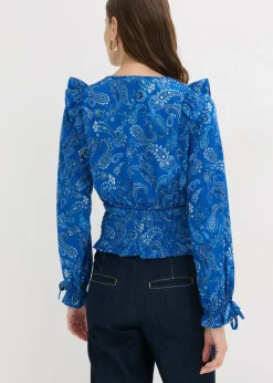 Mujer bonprix bonprix Blusa con volantes y nido de abeja