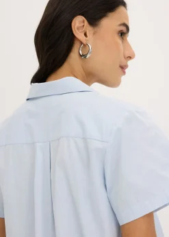 Mujer bonprix bonprix Blusa corta de popelín de algodón con manga corta