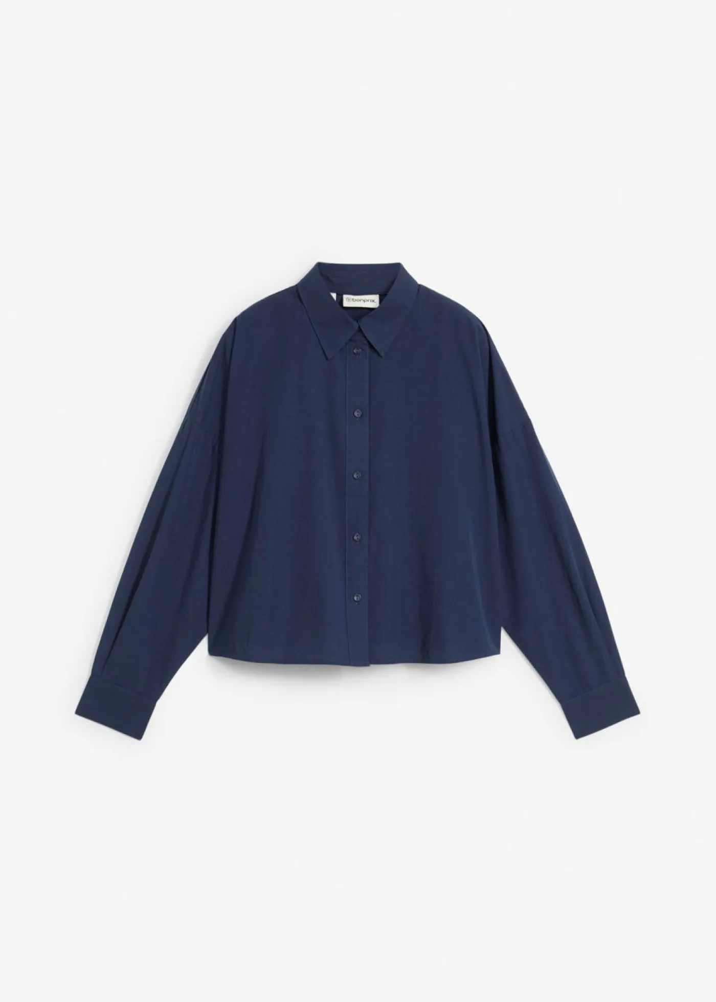bonprix bonprix Camisas Y Blusas>Blusa corta oversize con contenido de seda Azul marino