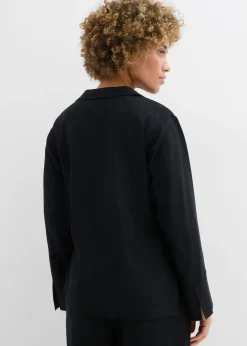 Mujer bonprix bonprix Blusa cruzada de mezcla de lino