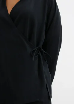 Mujer bonprix bonprix Blusa cruzada de mezcla de lino