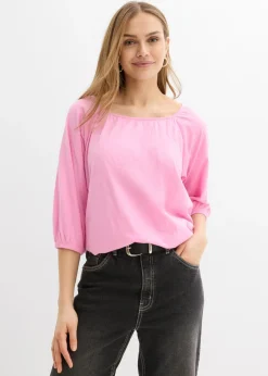 bonprix bonprix Camisetas>Blusa de algodón orgánico puro Rosa