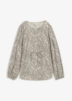 bonprix bonprix Premamá>Blusa de algodón para durante y después del embarazo estampado leo blanco lana/negro