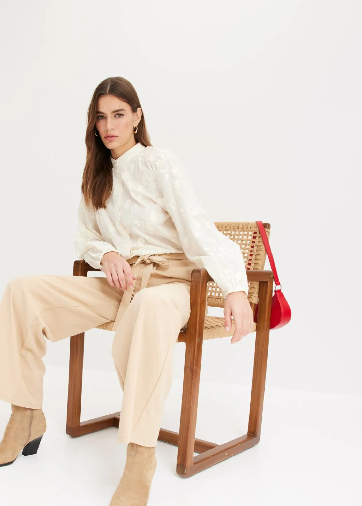 bonprix bonprix Camisas Y Blusas>Blusa de algodón puro Blanco lana